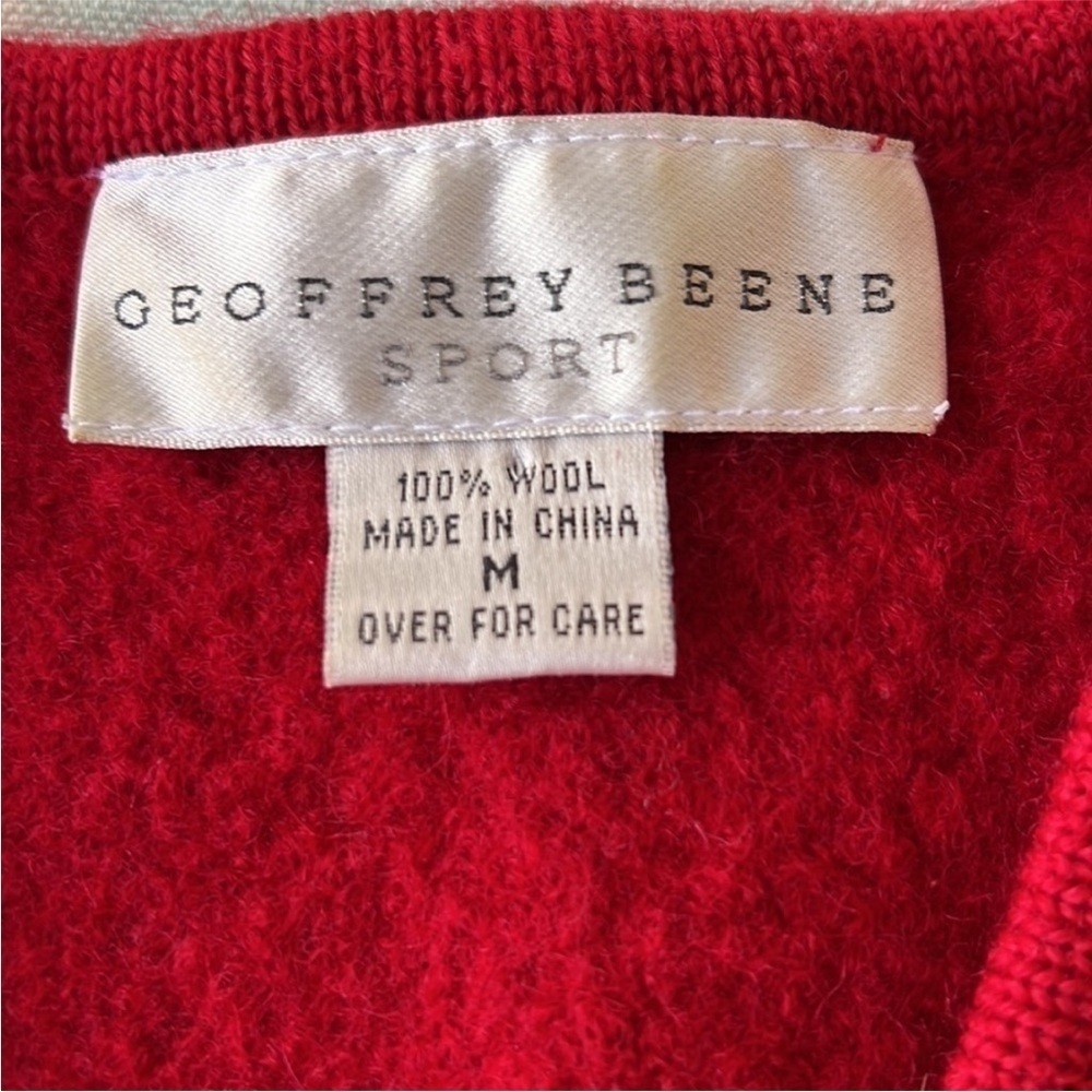Vintage Geoffrey Beene Sport Red Wool Zip Front Sweater Vest Pockets M - Picture 6 of 9